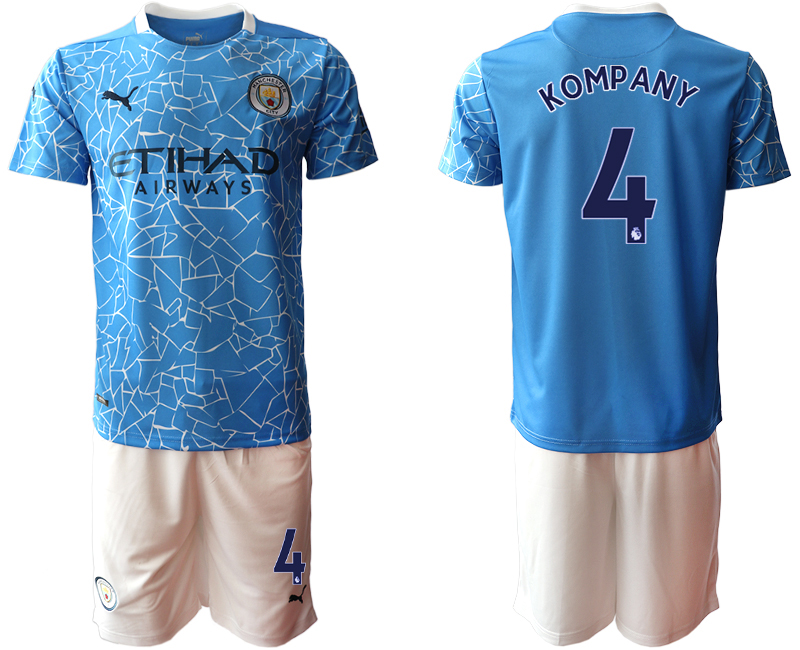 Men 2020-2021 club Manchester City home #4 blue Soccer Jerseys